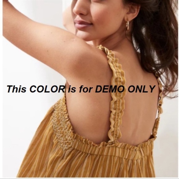 Banana Republic Striped Embroidered Tank Ruffle Straps Top Size L NWT - Picture 2 of 11